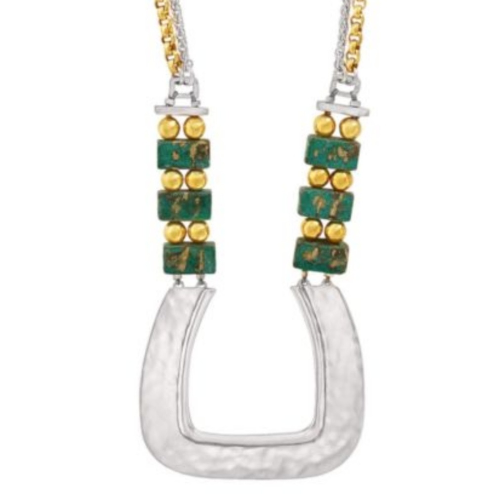 "VIVACITY" Sterling Silver & Patina Brass Necklace